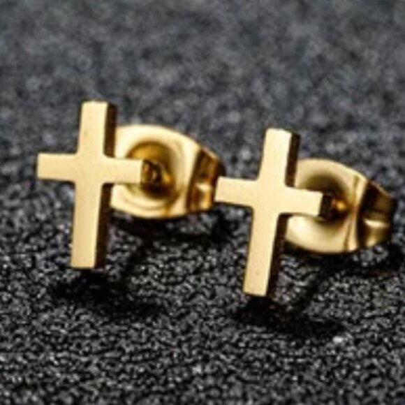 Stainless steel cross studs - Picture 1 of 2